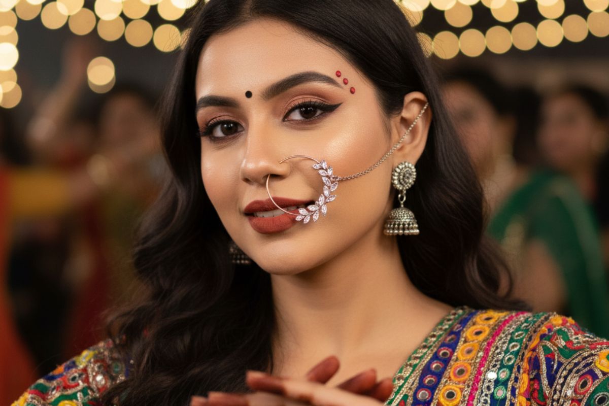 Designer Nath For Garba Outfits