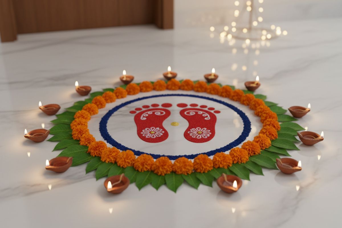 Durga Puja Rangoli Design 4