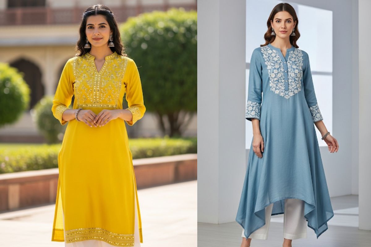 Latest Kurti Designs: सिंपल से लेकर स्टाइलिश, ये है ट्रेंडी लेटेस्ट कुर्ती डिजाइन 1 Simple Kurti Designs (Ai Image)