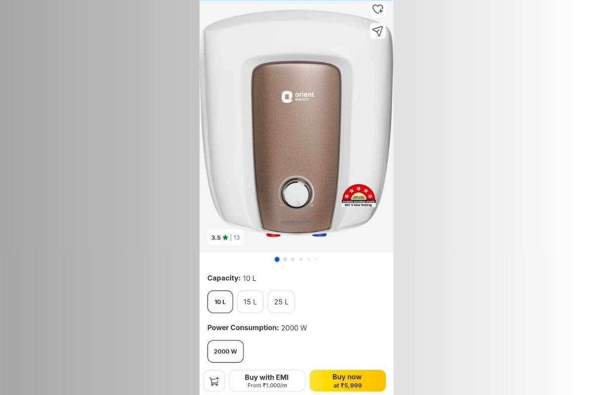 Orient Geyser Flipkart Price