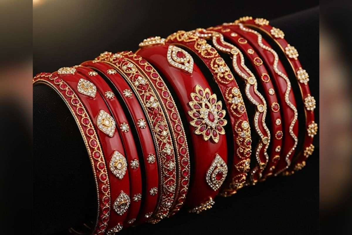 Glitter Work Red Bangles (Ai Image)