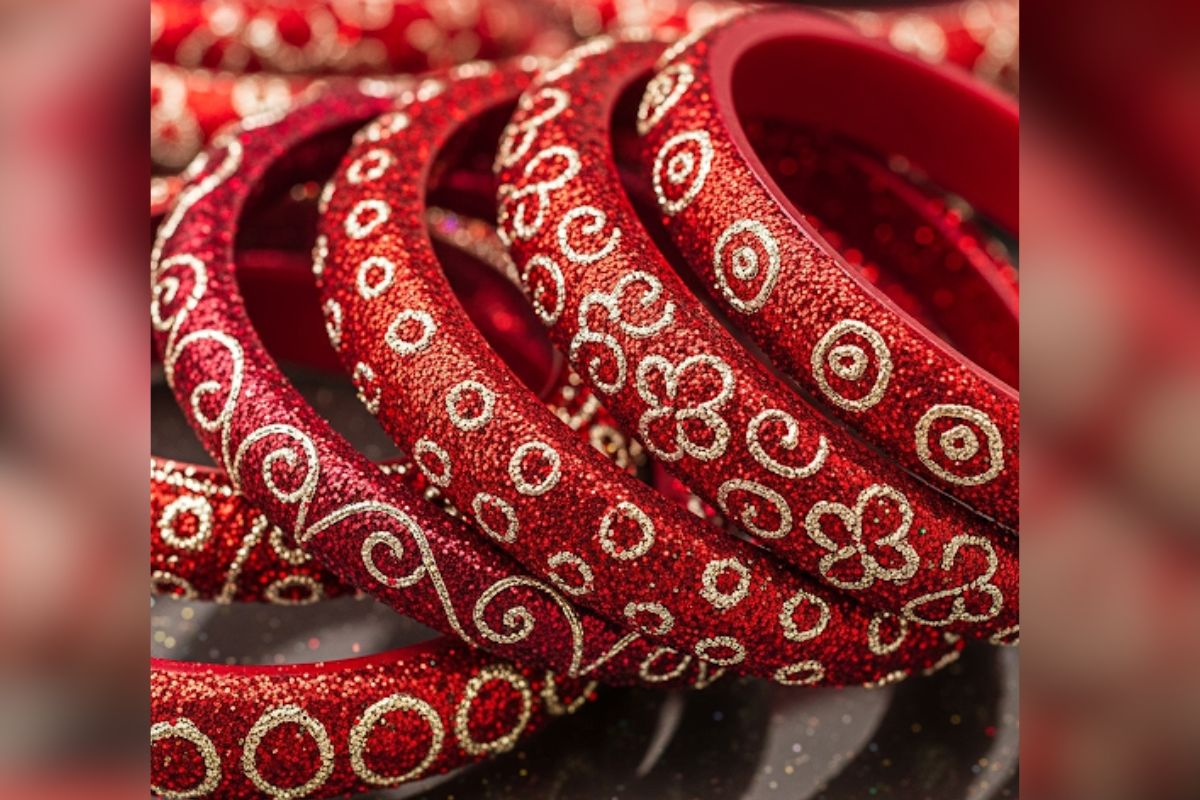 Glitter Work Red Bangles (Ai Image)
