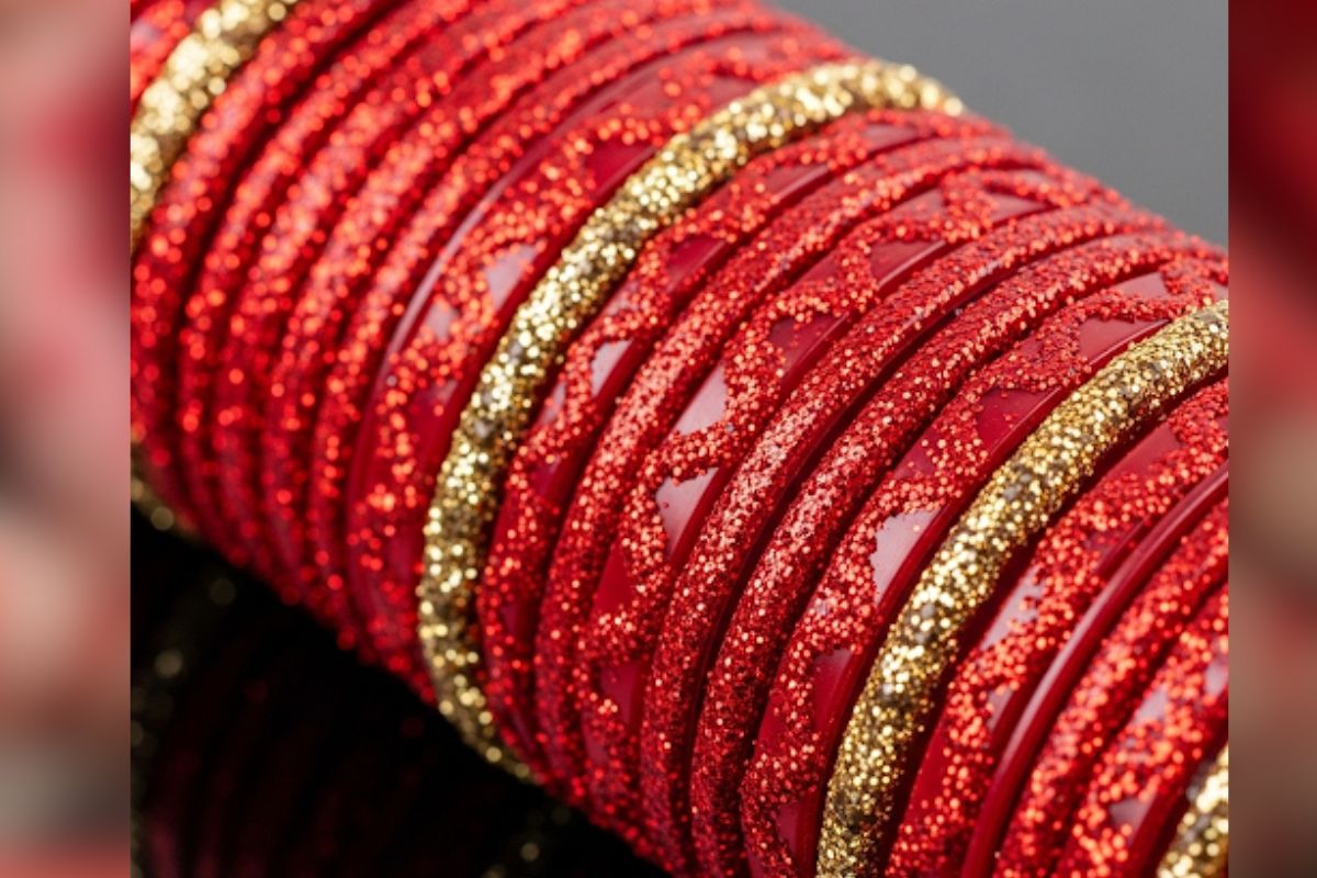 Glitter Work Red Bangles (Ai Image)