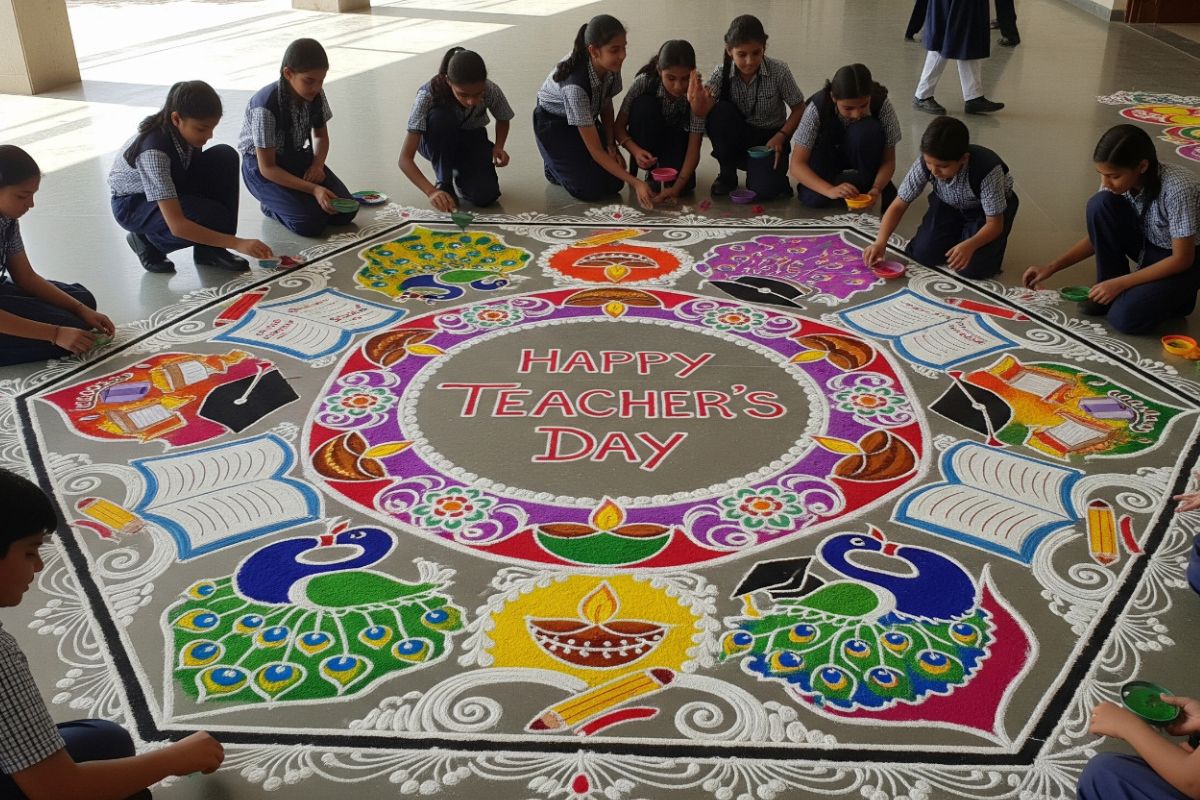 Teacher'S Day Rangoli Design: टीचर्स डे को बनाएं यादगार इन ट्रेंडी रंगोली डिजाइनों के साथ 1 Teacher’s Day Rangoli Design