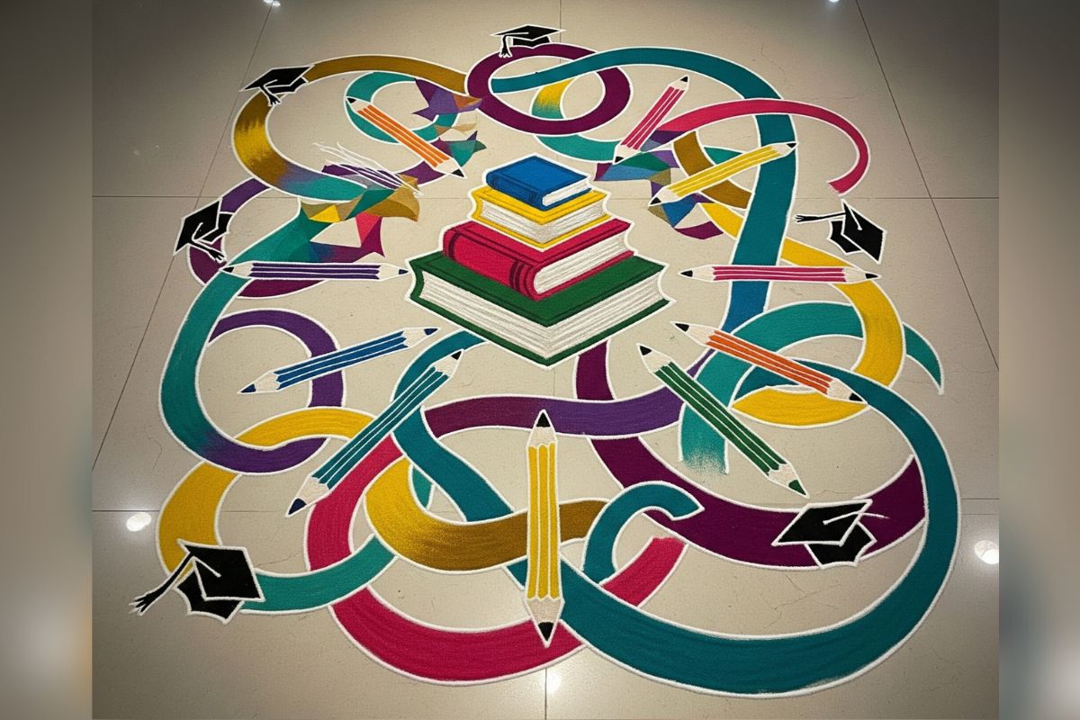 Teacher'S Day Rangoli Design: टीचर्स डे को बनाएं यादगार इन ट्रेंडी रंगोली डिजाइनों के साथ 10 Teachers Day Rangoli Design 7