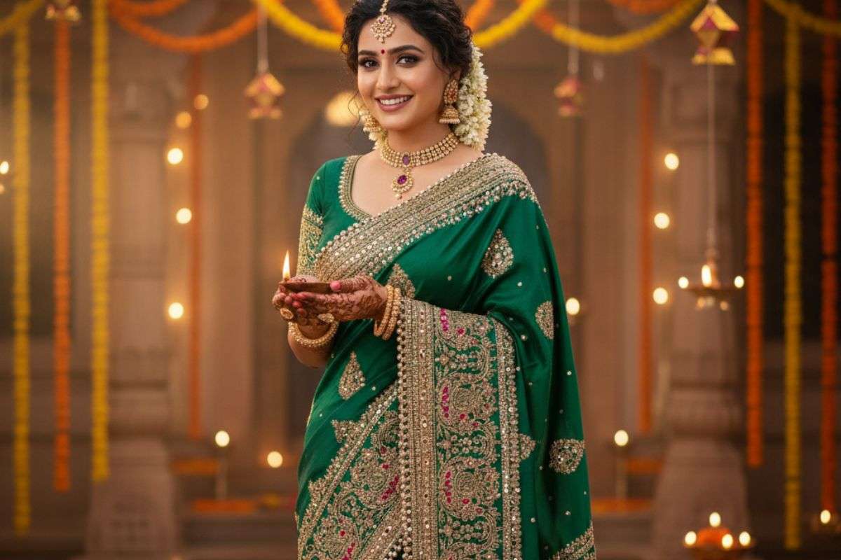 heavy work saree design