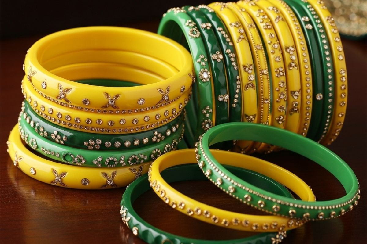 Yellow And Green Bangle Design