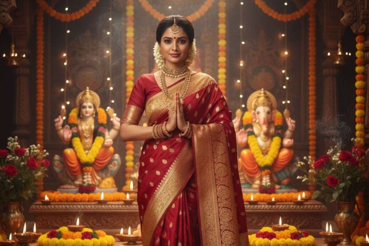 Dhanteras Colours 2025: धनतेरस पूजा में जरूर पहनें इस रंग के कपड़े, जीवन में आएगी समृद्धि और खुशहाली 1 Dhanteras Colours 2025