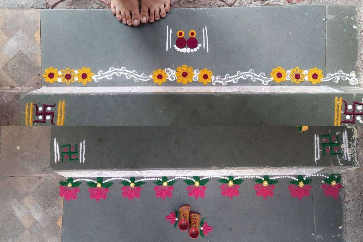 Beautiful Rangoli Designs For Office: ऑफिस को दे एकदम दिवाली वाली वाइब - बनाएं ये 5 खूबसूरत रंगोली डिजाइन 7 Easy Border Rangoli Design Min