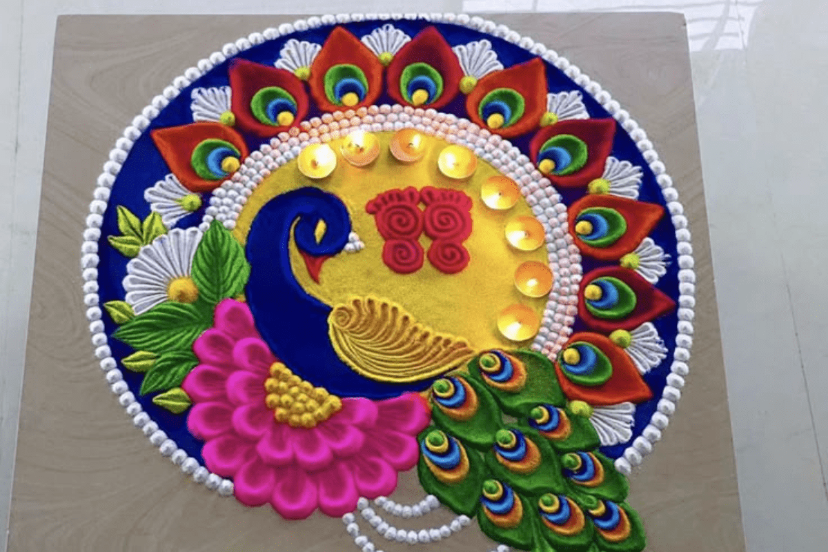 Easy and Beautiful Peacock Rangoli Designs