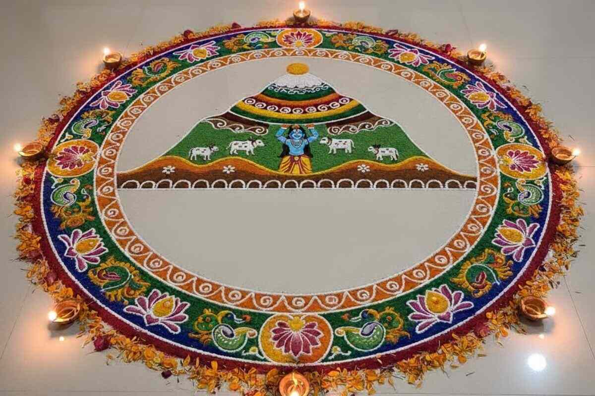 Govardhan Puja Rangoli Design 