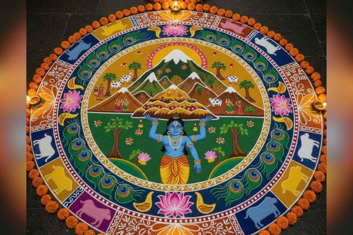 Govardhan Puja Rangoli Design 