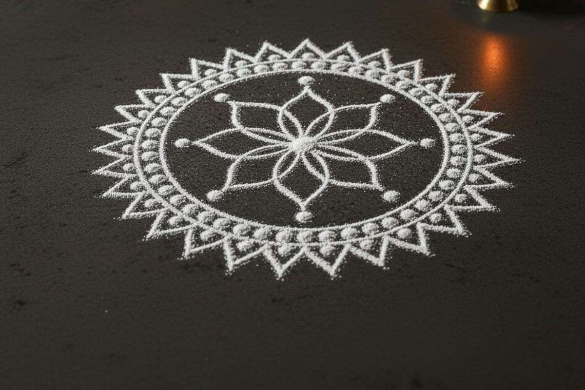 Rangoli Design For Kids: मस्ती और खुशियों से भरा हो दिवाली का त्योहार, बच्चों के लिए सुंदर और सिंपल रंगोली डिजाइन आइडियाज 2 Rice Flour Rangoli