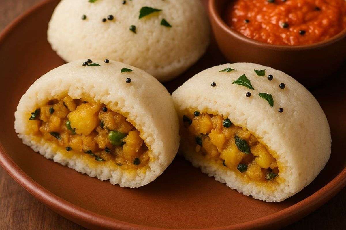 Aloo Stuffed Idli