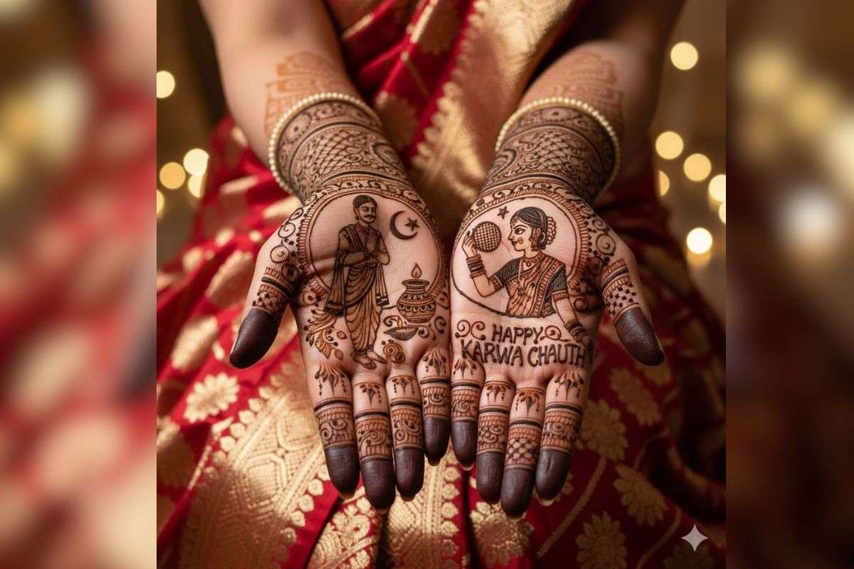 happy karwa chauth mehndi design