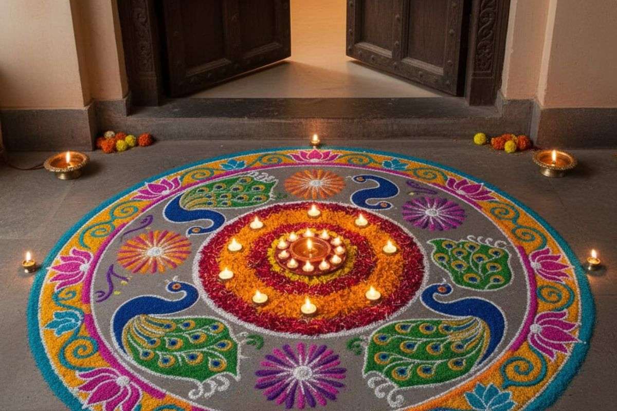 Top 5 Rangoli Design For Dhanteras: धनतेरस पर बनाएं ये खास रंगोली डिजाइन, घर में आएगी सुख-समृद्धि और मां लक्ष्मी का वास 1 Main Dor Rangoli Design