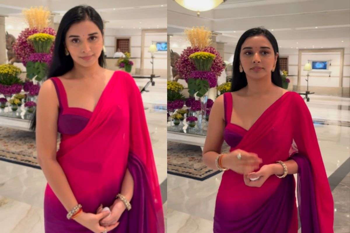 Tanya Mittal Saree Draping For Karwa Chauth: इस त्यौहार पर पाएं तान्या मित्तल जैसा ग्लैमरस साड़ी लुक, सबकी नजर बस आप पर ही टिक जाएंगी 1 Tanya Mittal Purple Saree