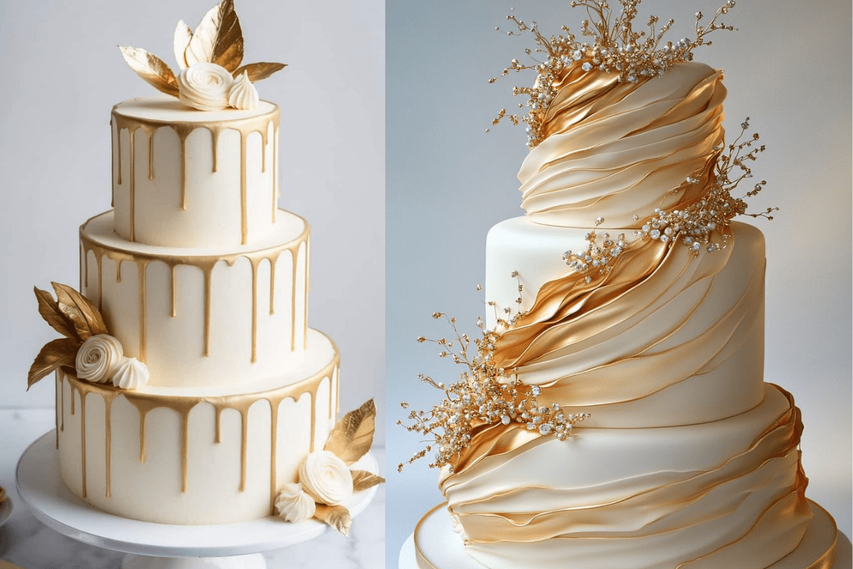 Gold &Amp; Glam Engagement Cake