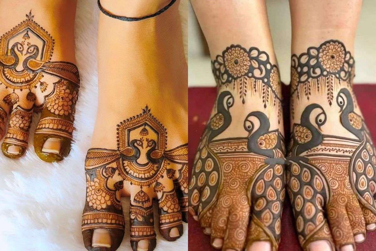 Bridal Leg Mehndi Design: नई नवेली दुल्हन के लिए देखें सबसे लेटेस्ट और खूबसूरत पैरों की मेहंदी डिजाइन, जिन्हें देखकर सजना भी हो जाएंगे दीवाने 2 Peacock Style Feet Mehndi