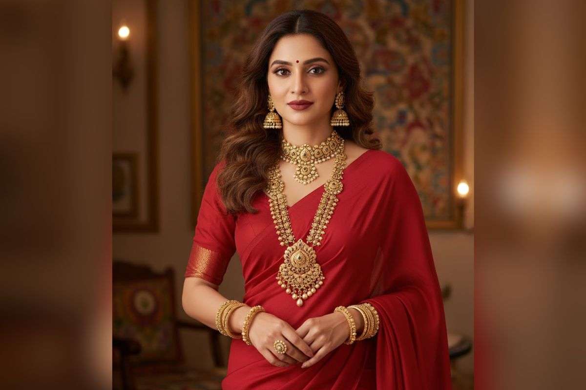 Jewellery With Plain Saree