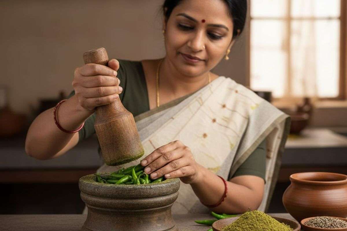 Green Chilli Powder: घर पर बनाएं हरी मिर्च पाउडर, स्वाद, तीखापन और सेहत एक साथ 2 Women Making Green Chilli Powder