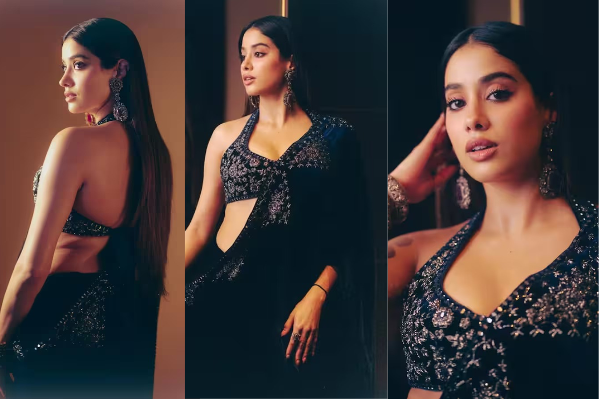 Janhvi Kapoor Photos: वेलवेट साड़ी-बैकलेस ब्लाउज में जाह्नवी ने ढाया कहर, तस्वीरें देख दिल दे बैठेंगे आप