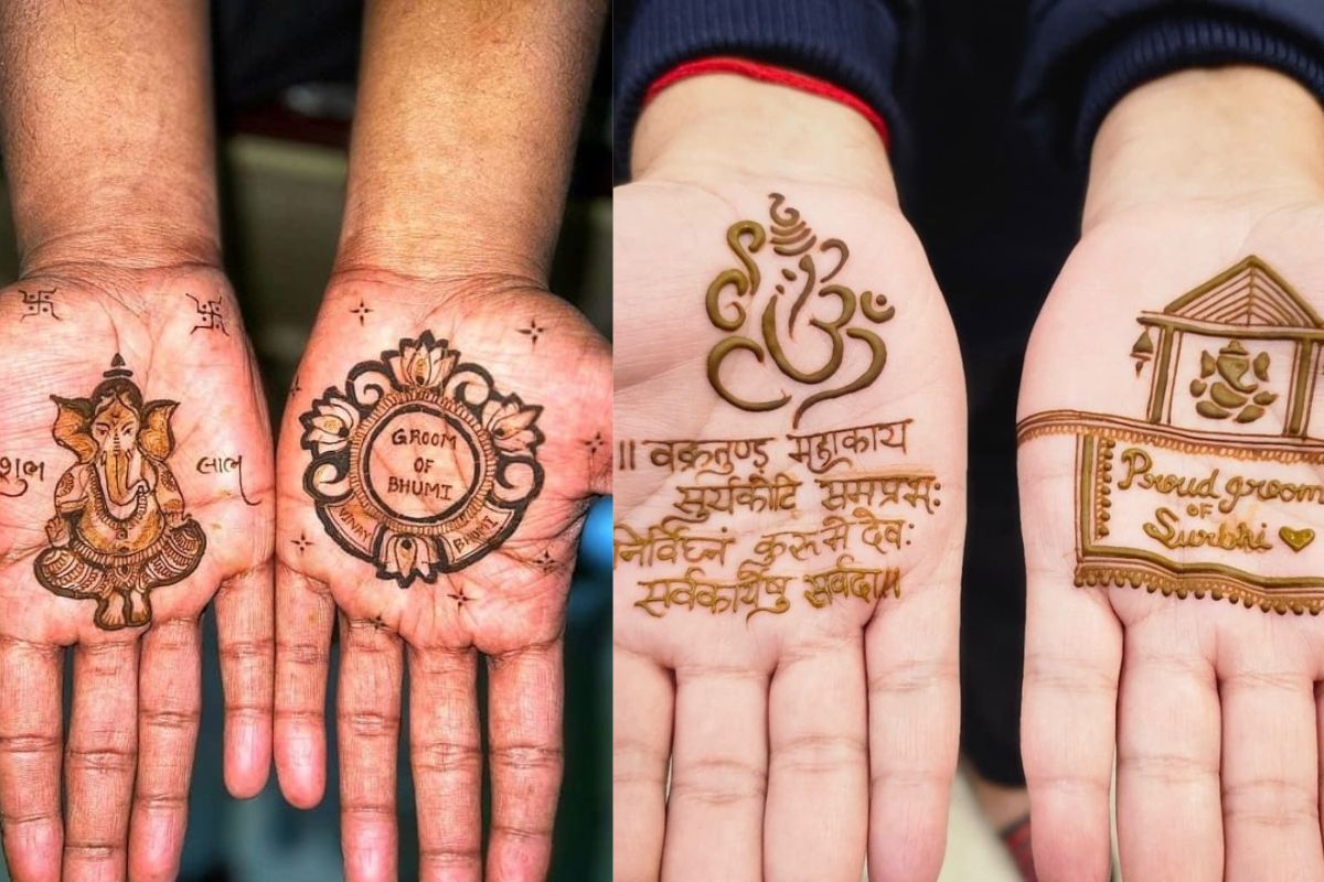 Dulha Front Hand Mehndi: शादी के दिन हाथों में सजाएं सजनी के नाम की मेहंदी, रंग होगा गाढ़ा तो बढ़ेगा दोनों का प्यार 7 Cufflink-Style Mehndi For The Groom (Image Source: Pinterest)