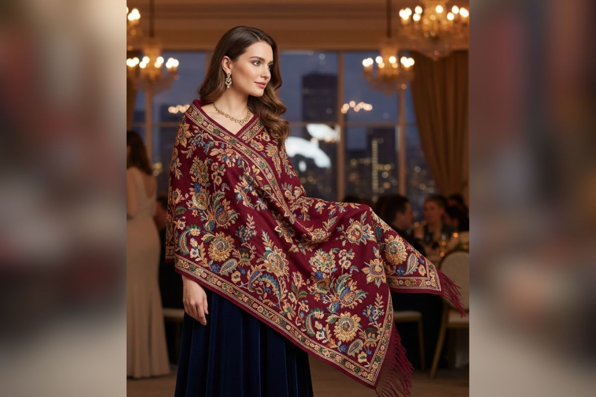 Winter Special Woolen Shawl: ठंड के मौसम में आपका लुक देखकर सभी रह जाएंगे दंग, साड़ी या सूट के साथ ट्राई करें ये वूलन शॉल डिजाइन 4 Embroidery Woolen Shawl