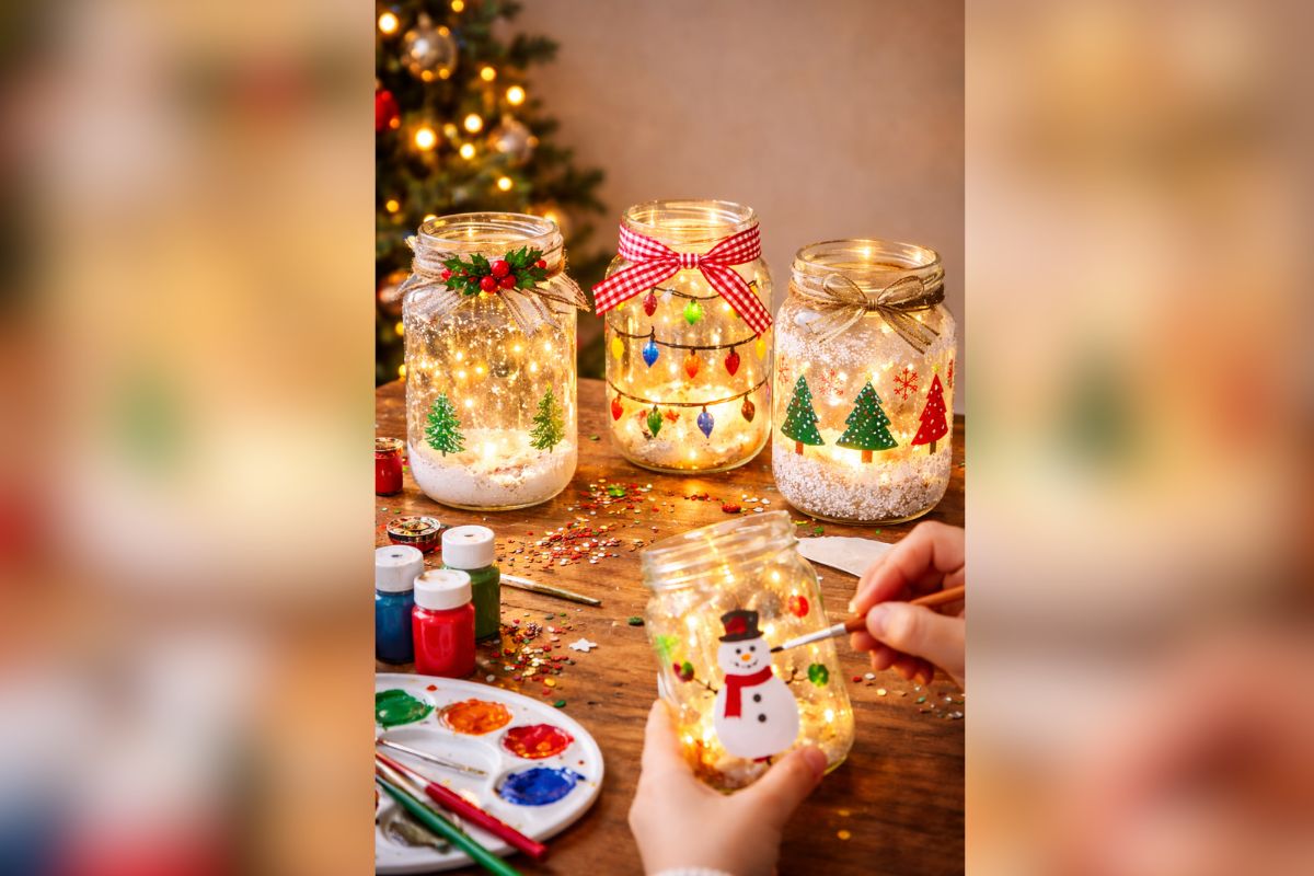 Christmas Decoration Ideas For Kids: घर पर बच्चों के साथ बनाएं ये आसान क्रिसमस डेकोरेशन, त्योहार बनेगा यादगार 6 Fairy Lights And Jar Decorations (Ai Generated)