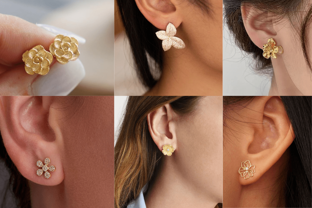 Floral Gold Stud