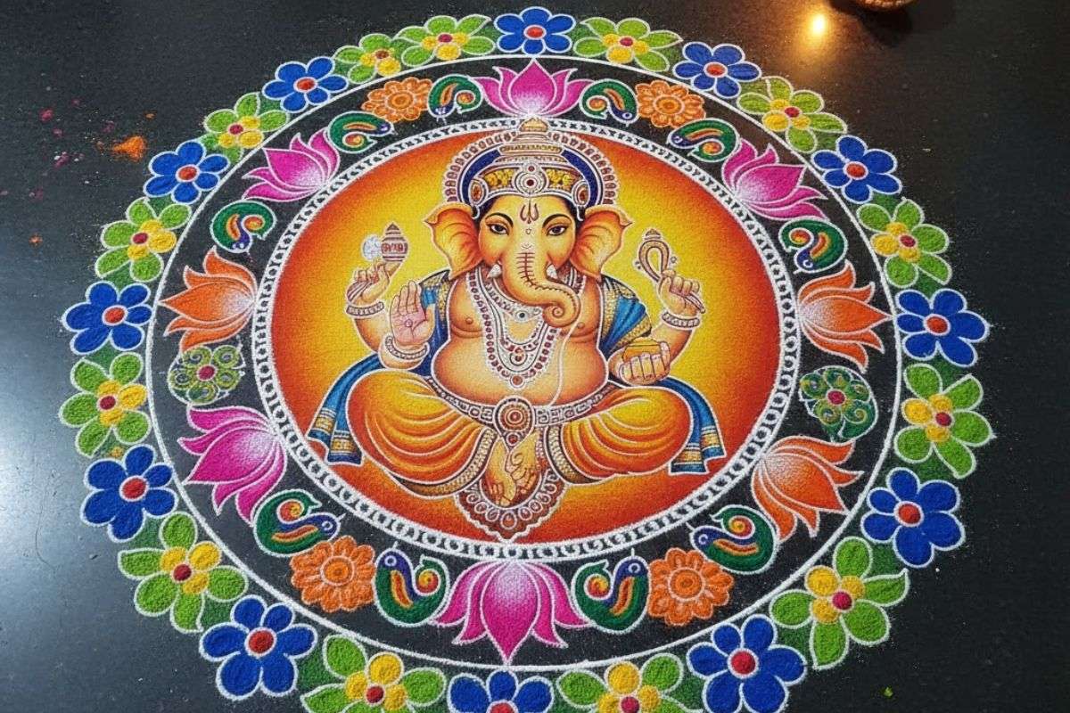 God Ganesha Rangoli Design