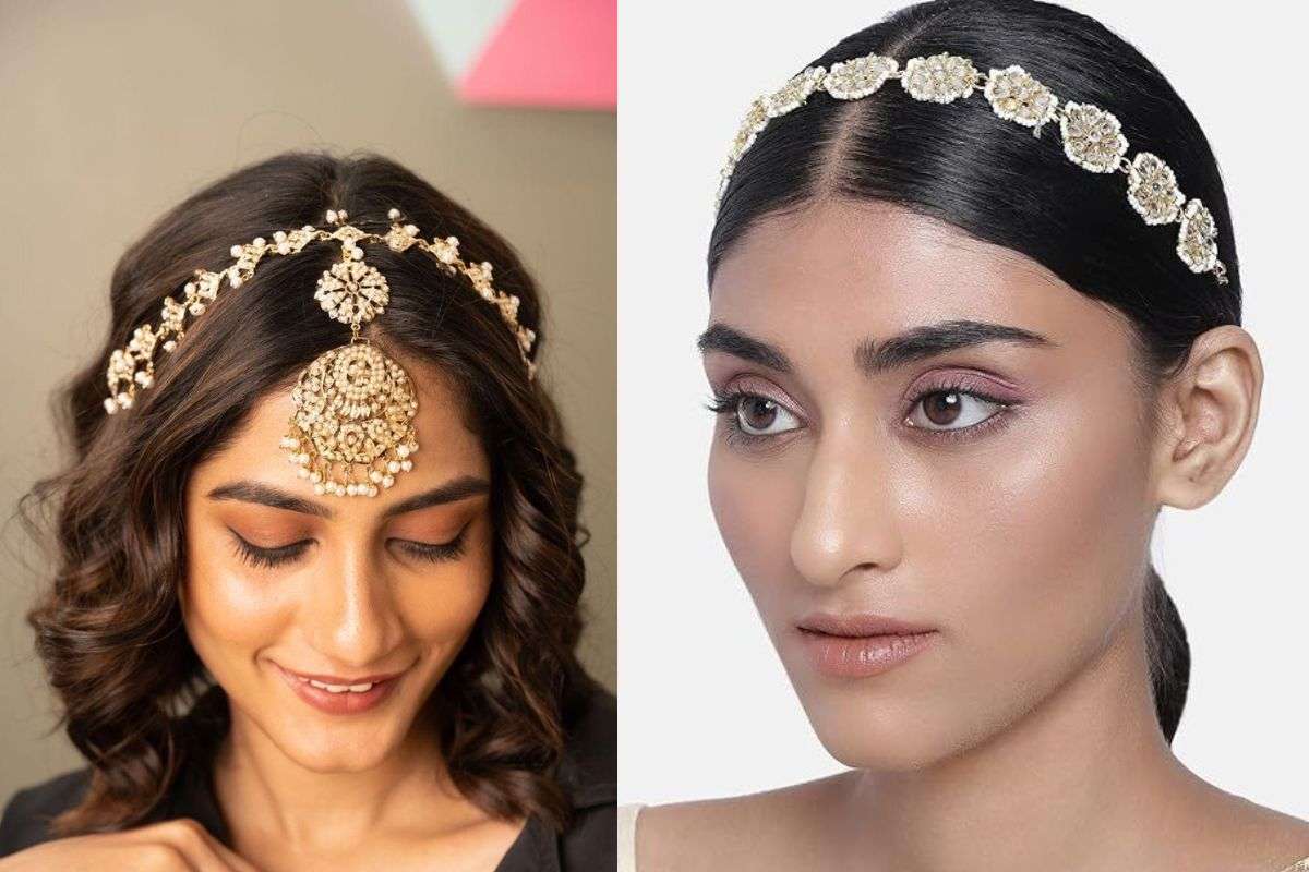 JEWILLEY Women’s Floral Kundan Mathapatti