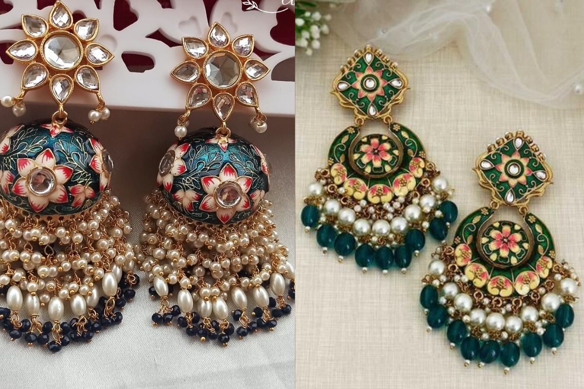 Latest Jhumka Designs: हर फंक्शन में चाहिए रॉयल लुक, तो जरूर देखे ये लेटेस्ट झुमके 3 Meenakari Jhumkas – Colorful &Amp; Artistic (Image Source: Pinterest)