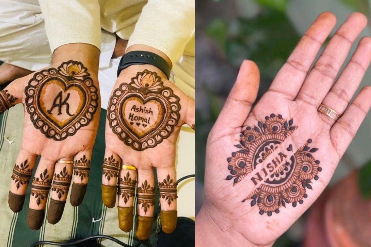 Dulha Front Hand Mehndi: शादी के दिन हाथों में सजाएं सजनी के नाम की मेहंदी, रंग होगा गाढ़ा तो बढ़ेगा दोनों का प्यार 4 Name Initial Mehndi (Image Source)