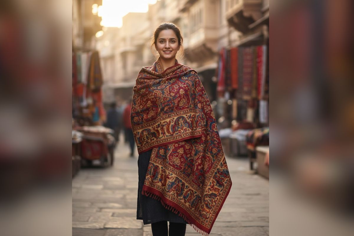 Winter Special Woolen Shawl: ठंड के मौसम में आपका लुक देखकर सभी रह जाएंगे दंग, साड़ी या सूट के साथ ट्राई करें ये वूलन शॉल डिजाइन 1 Printed Woolen Shawl