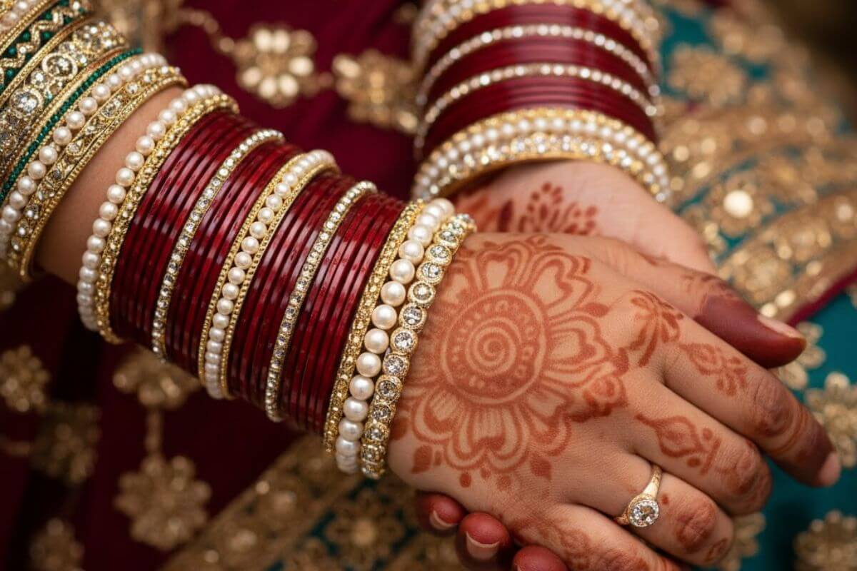 Red and pearl bangles 