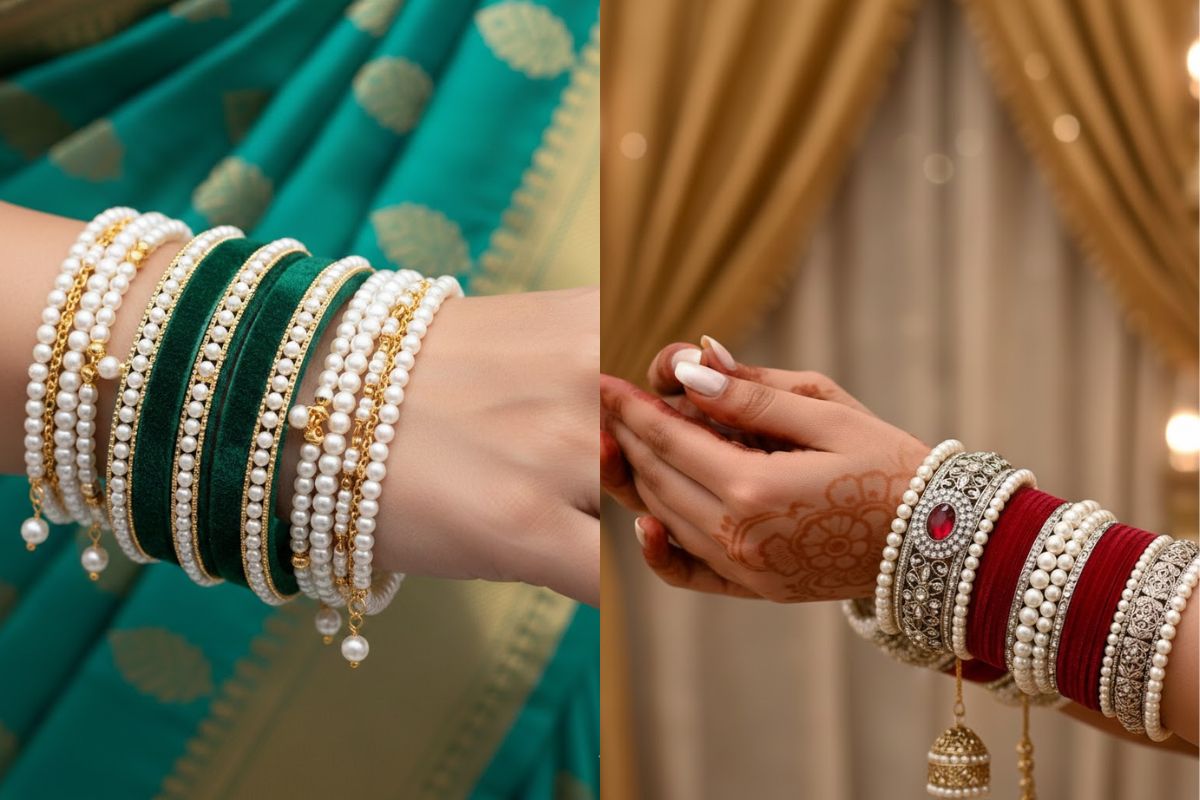 Velvet And Pearl Bangles