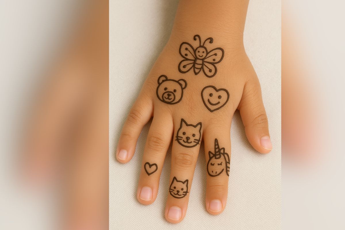 Cute Mehndi Designs For Kids: छोटे बच्चों को लगानी है मेहंदी, यहां देखे क्यूट और ट्रेंडिंग डिजाइन 3 Cartoon Design For Kids Back Hand (Ai Generated)