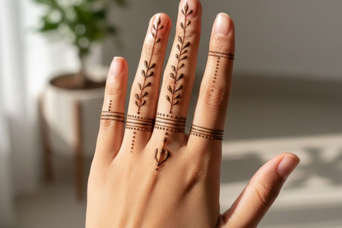 Very Simple Mehndi Design: हाथों को निखारें इन आसान और प्यारे मेहंदी डिज़ाइनों के साथ, देखने वाला हर कोई करेगा तारीफ 3 Finger Mehndi Desigen (Ai Generated)
