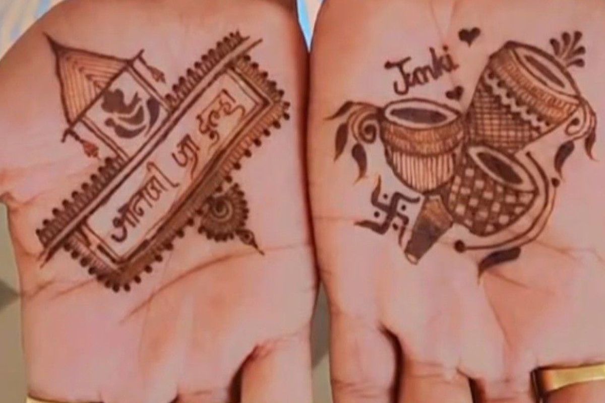 Dulha Front Hand Mehndi: शादी के दिन हाथों में सजाएं सजनी के नाम की मेहंदी, रंग होगा गाढ़ा तो बढ़ेगा दोनों का प्यार 5 Marige Theme Mehndi Design For Dulha (Image Source: Pinterest)