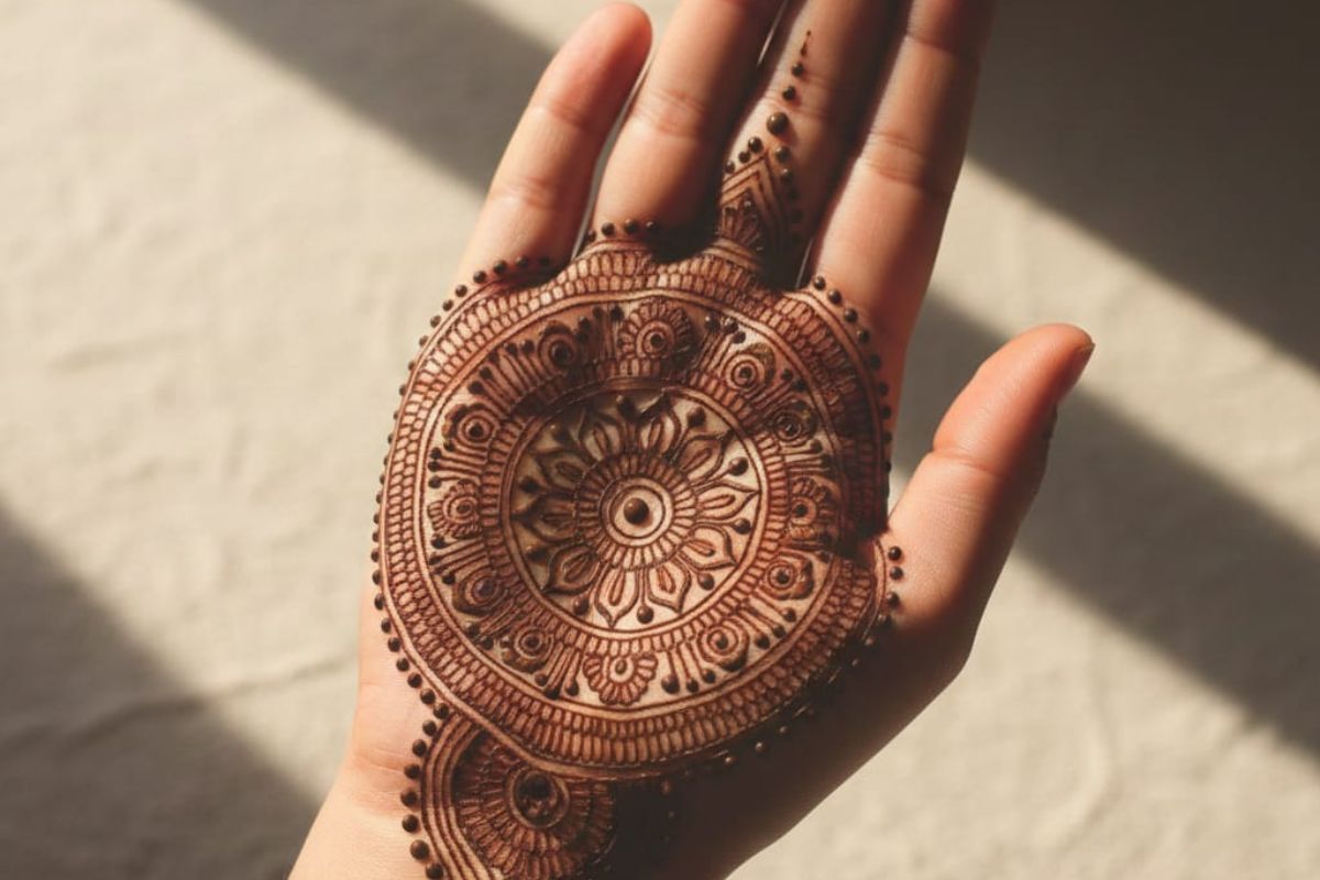 Very Simple Mehndi Design: हाथों को निखारें इन आसान और प्यारे मेहंदी डिज़ाइनों के साथ, देखने वाला हर कोई करेगा तारीफ 5 Mndla Mehndi Desigen For Front Hand (Ai Generated)