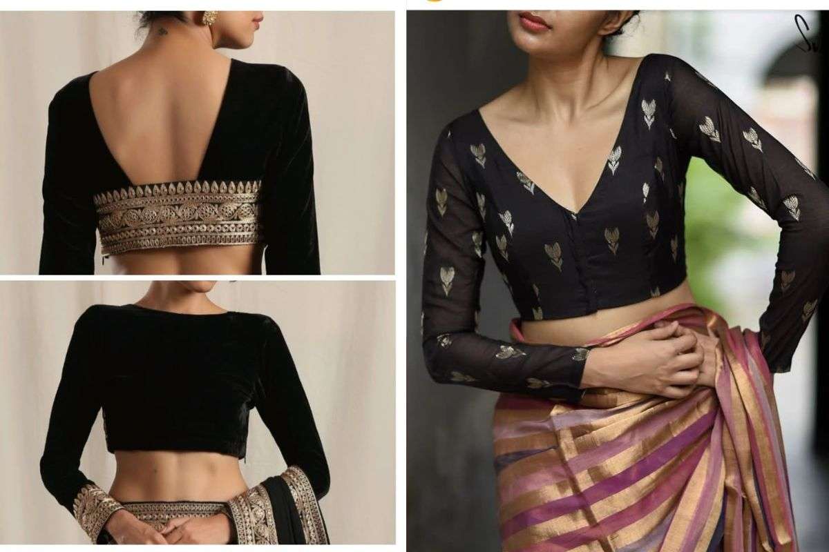 Blouse For Nayi Dulhan: हर दुल्हन की वार्डरोब में होना चाहिए ये 5 ब्लाउज, बढ़ाएंगे आपकी स्टाइल की शान 4 Plain Black Blouse (Image Source: Pinterest)