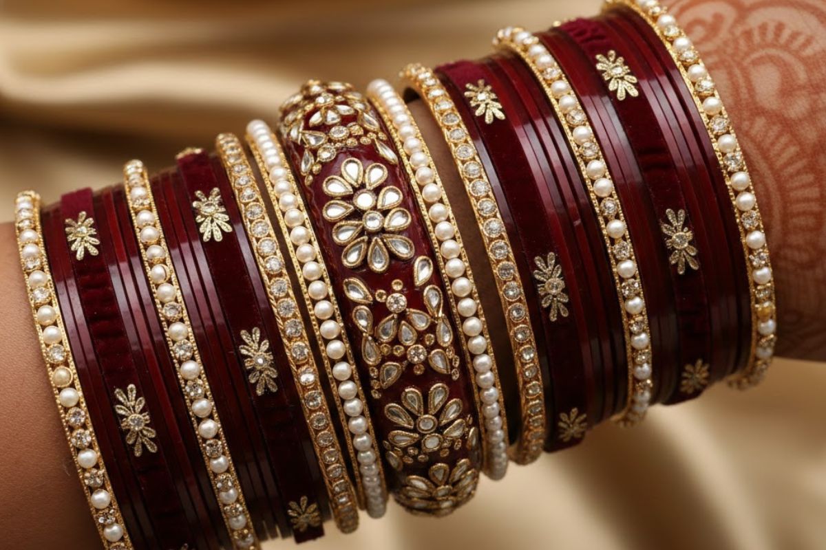 Deep Maroon Colored Bangle Design