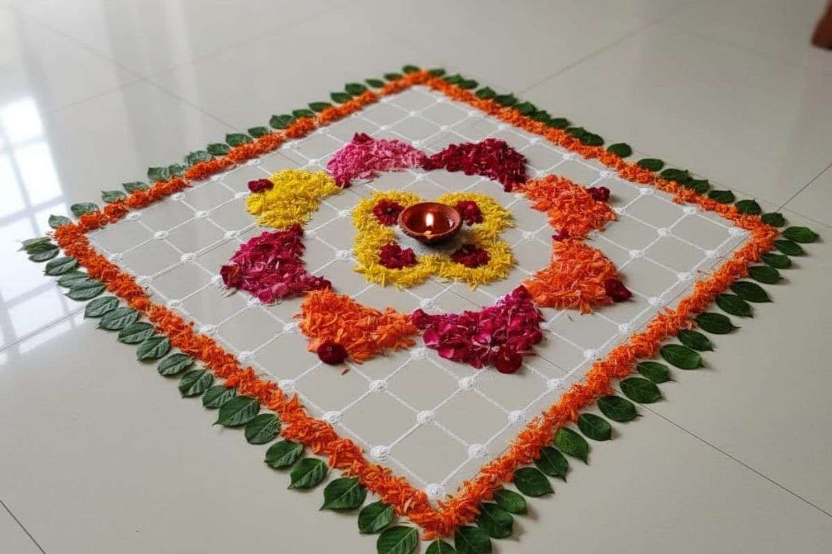 Dots And Flower Rangoli