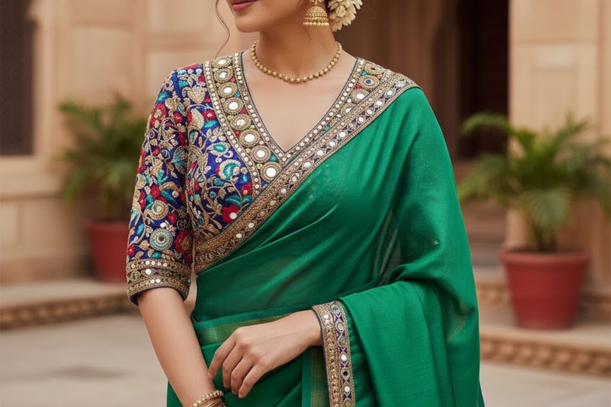 Embroidery V Neck Blouse