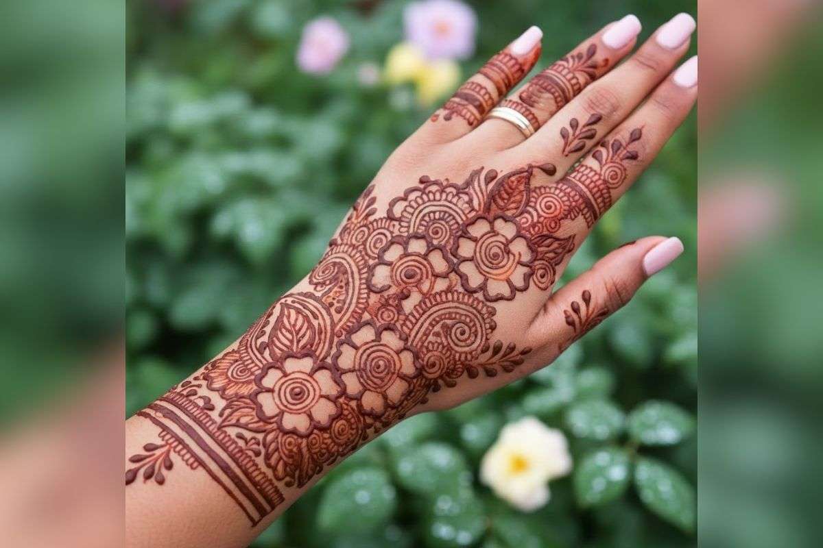 Engagement Mehndi Design: सगाई के मौके पर हाथों में रचाएं ये खूबसूरत मेहंदी डिजाइन, जो भी देखेगा करेगा जमकर तारीफ 1 Floral Mehndi Design