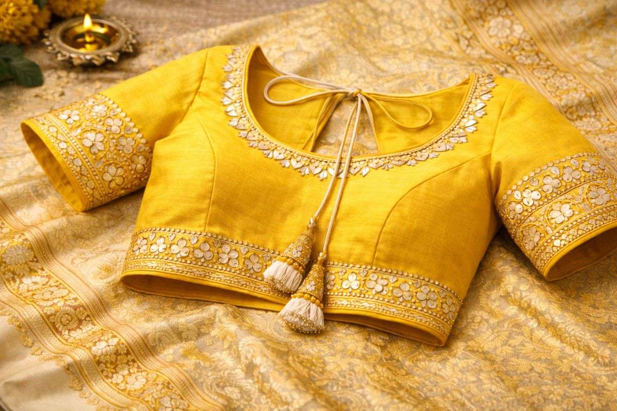 Simple Blouse Design For Makar Sankranti: त्योहार की शान बढ़ाएं इन खास मकर संक्रांति डिजाइनर ब्लाउज के साथ, जो देखेगा करेगा तारीफ 7 Gota Patti Work Blouse