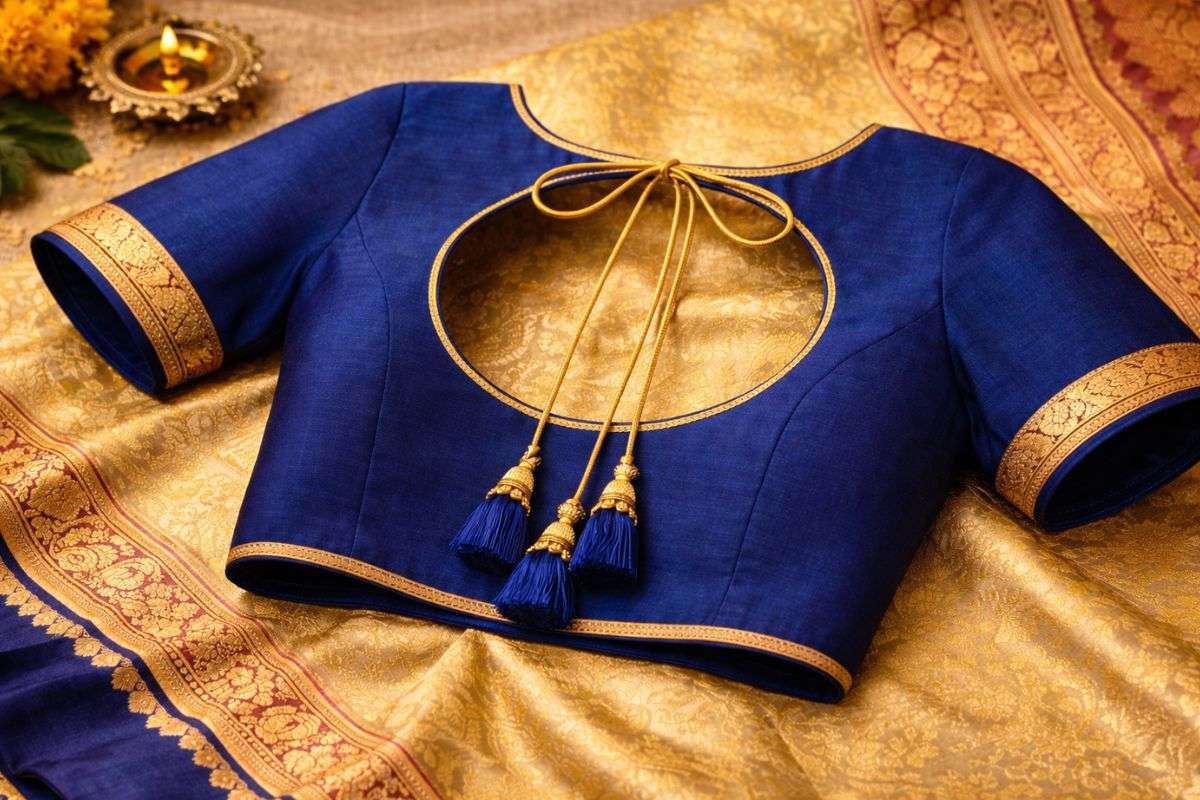 Simple Blouse Design For Makar Sankranti: त्योहार की शान बढ़ाएं इन खास मकर संक्रांति डिजाइनर ब्लाउज के साथ, जो देखेगा करेगा तारीफ 5 Keyhole Back Blouse Design