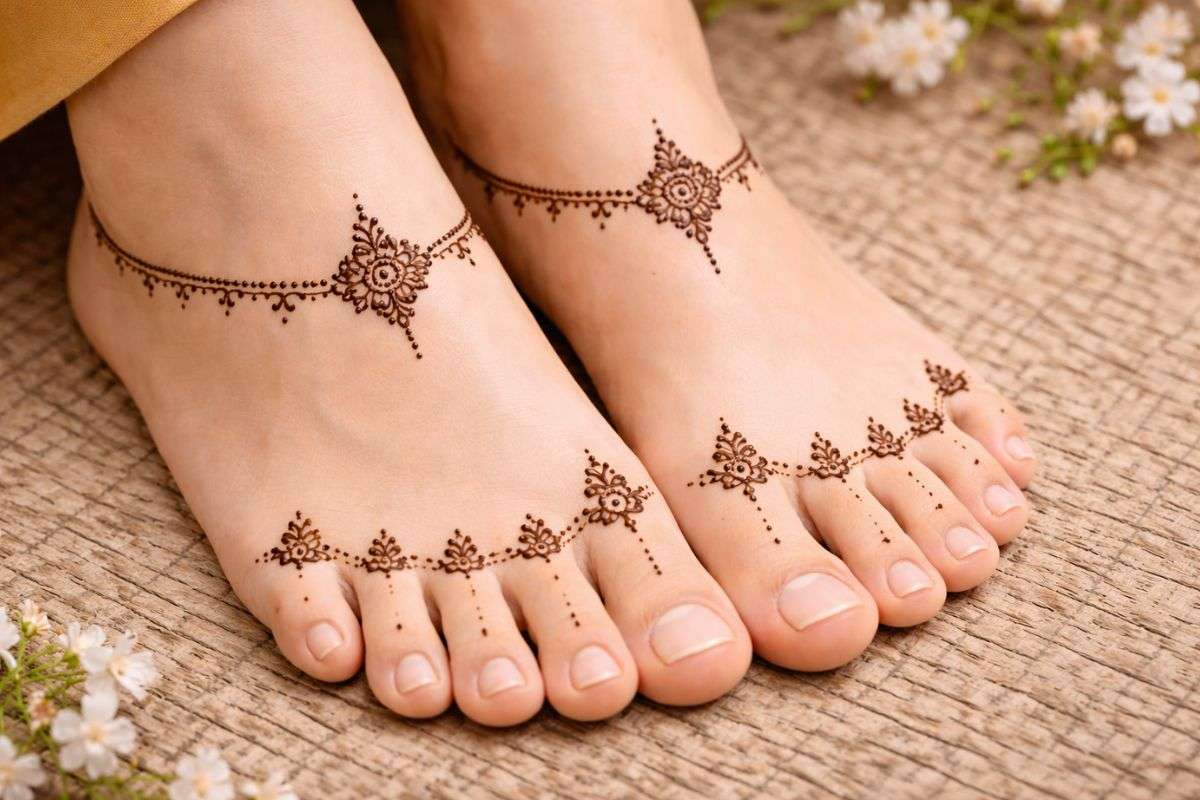 Simple Foot Mehndi Designs For Lohri: लोढ़ी के मौके के लिए परफेक्ट सिंपल फीट मेहंदी डिजाइन, जो बढ़ाएं पैरों की खूबसूरती 3 Minimal Toe Mehndi Design