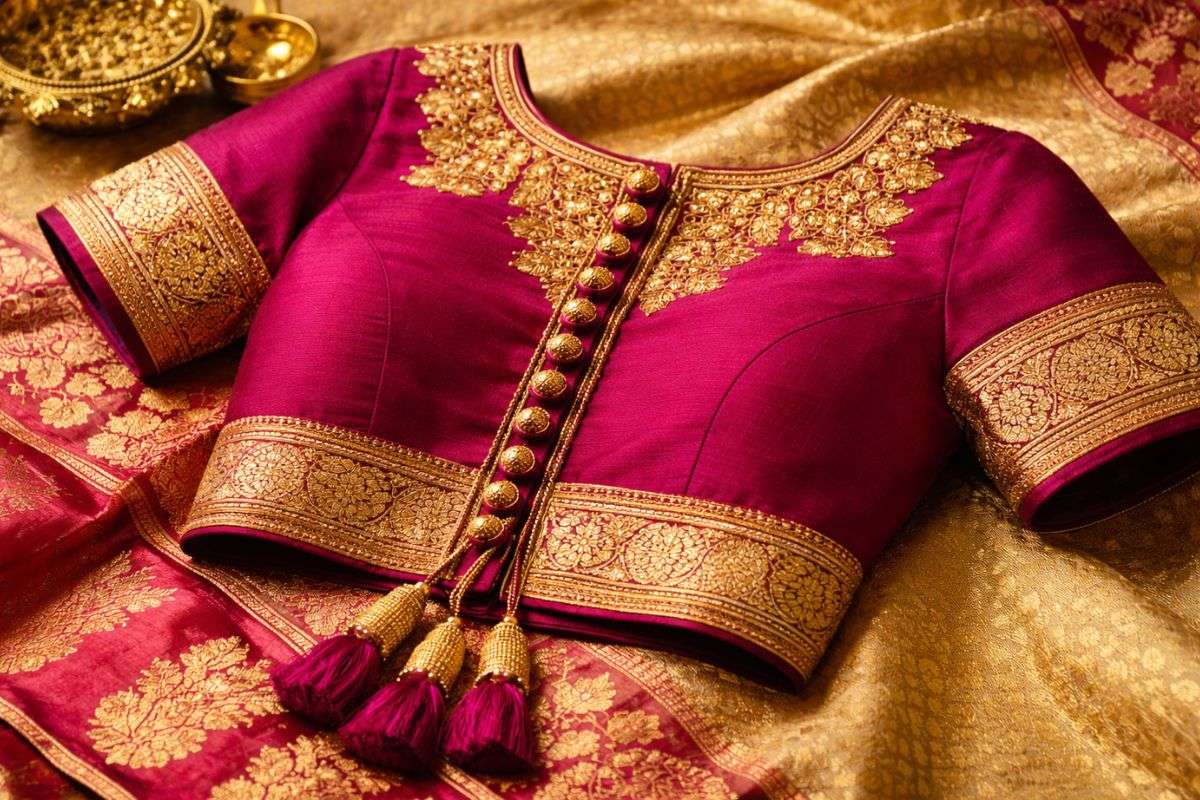 Simple Blouse Design For Makar Sankranti: त्योहार की शान बढ़ाएं इन खास मकर संक्रांति डिजाइनर ब्लाउज के साथ, जो देखेगा करेगा तारीफ 3 Potli Button Blouse